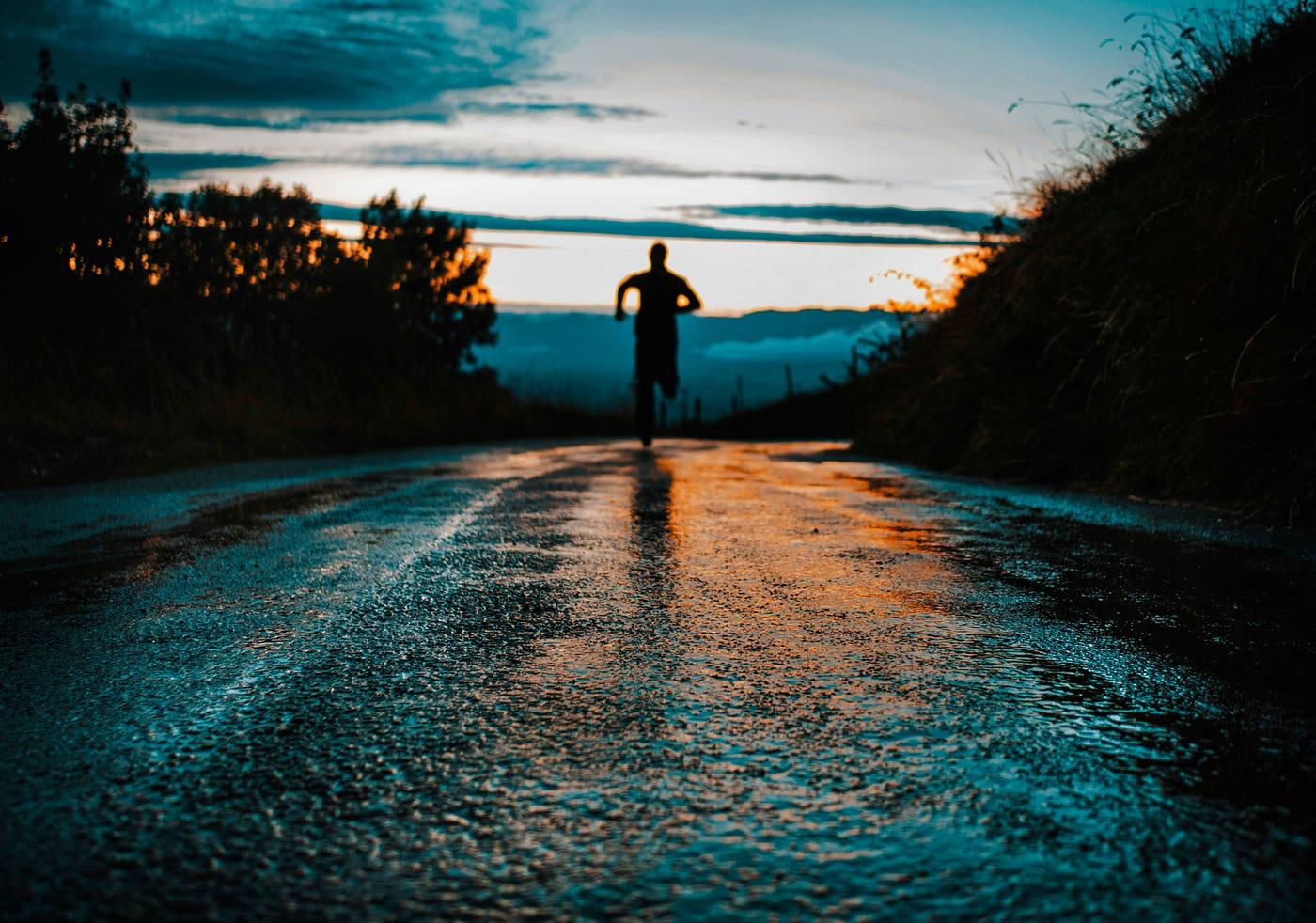 Running at sunrise symbolizing resilience